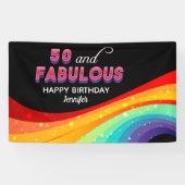 50 en Fabulous Rainbow Sparkle 50ste verjaardag Spandoek (Horizontaal)
