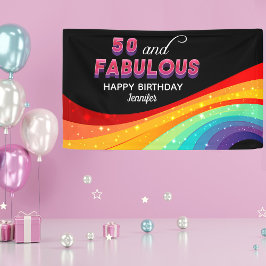 50 en Fabulous Rainbow Sparkle 50ste verjaardag Spandoek