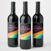 50. en Fabulous Rainbow Sparkle Birthday Party Wijn Etiket (Flessen)