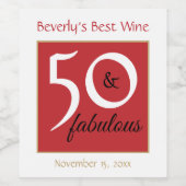50 en Fabulous Red 50ste verjaardag Beste Wijn Wijn Etiket (Enkel label)