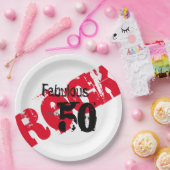 50 en Fabulous Red Black Rock Chick Papieren Bordje (Feest)