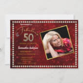 50 en Fabulous Red Bling 50ste verjaardagsfeestje Kaart (Voorkant)