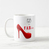 50 en Fabulous Red en Black 50th Birthday Koffiemok (Links)