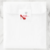 50 en Fabulous Red en Black 50th Birthday Vierkante Sticker (Tas)