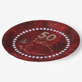 50 en Fabulous Red Sparkle 50th Birthday Party Papieren Bordje (Gekanteld)