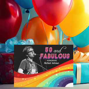 50 en Fabulous Regenboog Gay Pride Foto Verjaardag Kaart