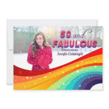 50 en Fabulous Regenboog Glitter Foto Verjaardag