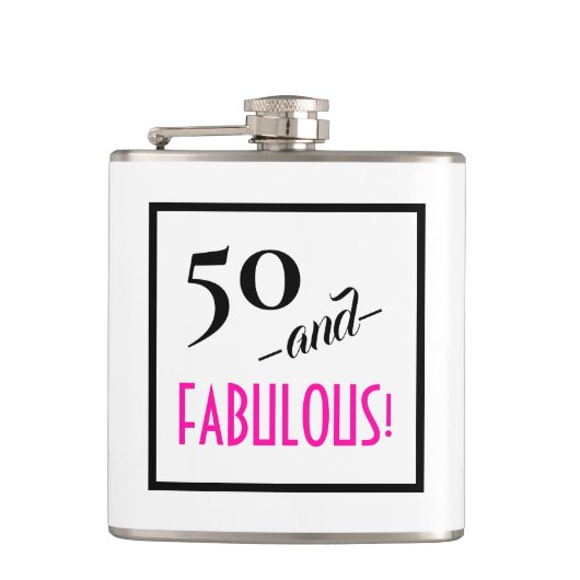 50 en FABULOUS! Retro 50th Birthday Travel Heupfles (Voorkant)