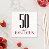 50 en Fabulous Retro Birthday Red Black Servet (Insitu)