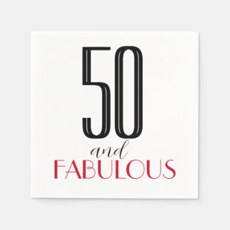 50 en Fabulous Retro Birthday Red Black Servet