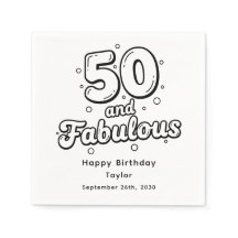 50 en Fabulous Retro Bubble Letter Verjaardag Wit