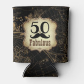 50 en Fabulous Retro Mustache  Kaart Blikjeskoeler (Voorkant)