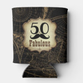 50 en Fabulous Retro Mustache  Kaart Blikjeskoeler (Achterkant)