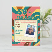 50 en Fabulous retro stijl verjaardagsfeestje Kaart (Staand voorkant)