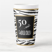 50 en FABULOUS! Retro Zebra Stripes 50th Birthday Latte Mok (Voorkant)