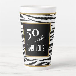 50 en FABULOUS! Retro Zebra Stripes 50th Birthday Latte Mok