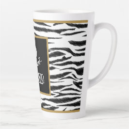 50 en FABULOUS! Retro Zebra Stripes 50th Birthday Latte Mok