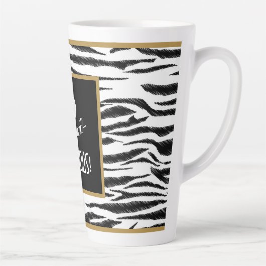 50 en FABULOUS! Retro Zebra Stripes 50th Birthday Latte Mok (Rechts)