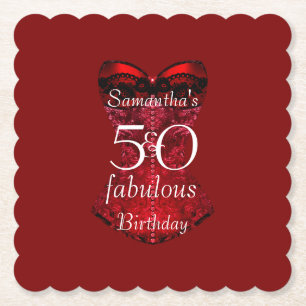 50 en Fabulous Rode korset Verjaardag Kartonnen Onderzetters