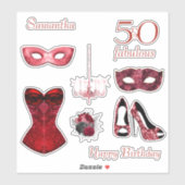 50 en Fabulous Rode korset Verjaardag Sticker (Vel)