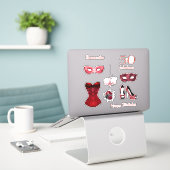 50 en Fabulous Rode korset Verjaardag Sticker (Laptop op bureau)