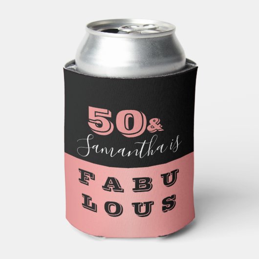 50 en Fabulous Roos Gold 50e verjaardag Blikjeskoeler (Blikje Voorkant)