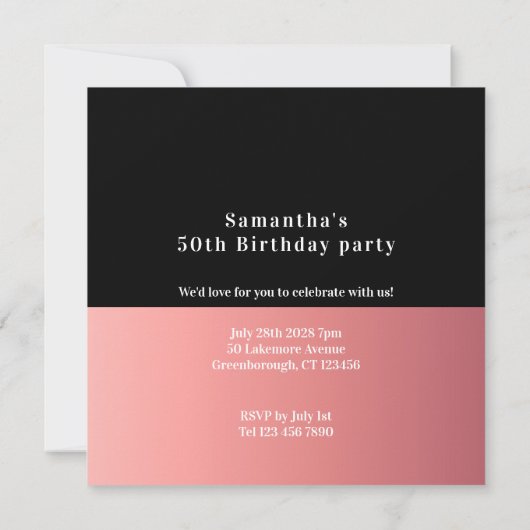 50 en Fabulous Roos Gold 50e verjaardag Kaart (Achterkant)