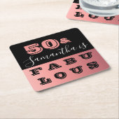 50 en Fabulous Roos Gold 50e verjaardag Kartonnen Onderzetters (Schuin)