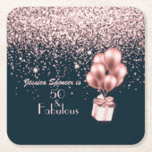  50 en Fabulous Roos Gold 50e verjaardag Kartonnen Onderzetters (Voorkant)