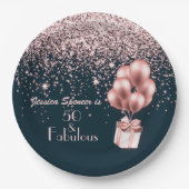  50 en Fabulous Roos Gold 50e verjaardag Papieren Bordje (Voorkant)