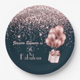  50 en Fabulous Roos Gold 50e verjaardag Papieren Bordje