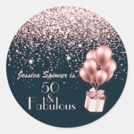50 en Fabulous Roos Gold 50e verjaardag Ronde Sticker