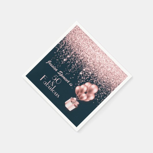 50 en Fabulous Roos Gold 50e verjaardag Servet (Hoek)