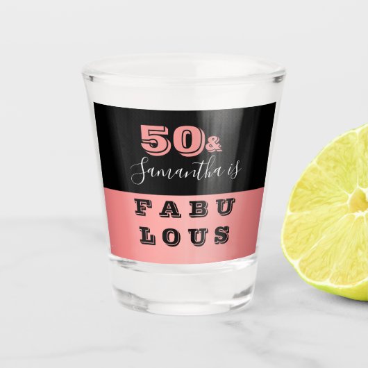50 en Fabulous Roos Gold 50e verjaardag Shot Glas (Voorkant)