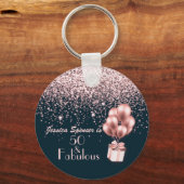  50 en Fabulous Roos Gold 50e verjaardag Sleutelhanger (Voorkant)
