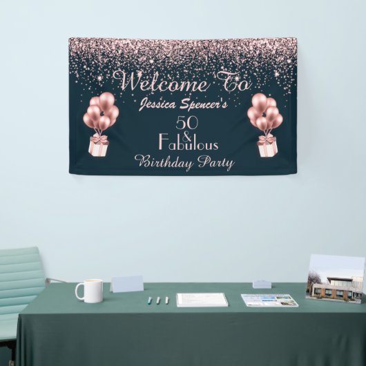 50 en Fabulous Roos Gold 50e verjaardag Spandoek (Beurs)