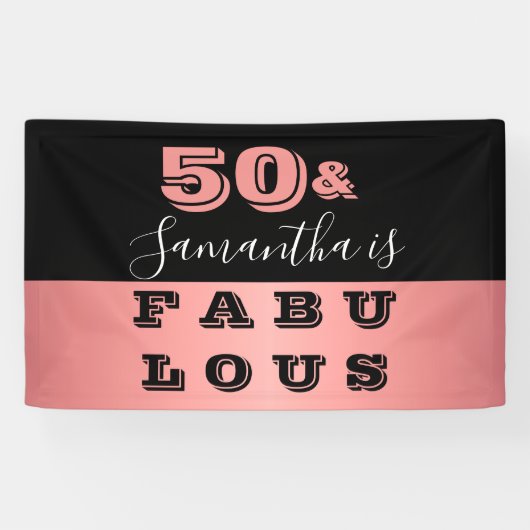 50 en Fabulous Roos Gold 50e verjaardag Spandoek (Horizontaal)