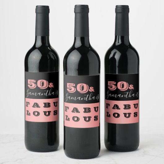 50 en Fabulous Roos Gold 50e verjaardag Wijn Etiket (Flessen)