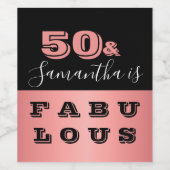 50 en Fabulous Roos Gold 50e verjaardag Wijn Etiket (Enkel label)