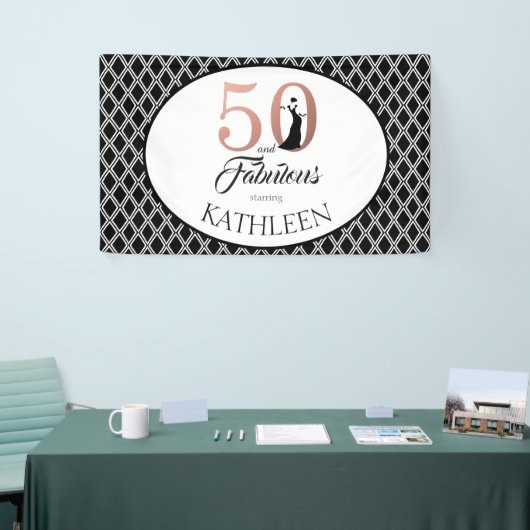 50 en Fabulous Roos Gold 50th Birthday Spandoek (Beurs)