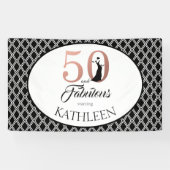 50 en Fabulous Roos Gold 50th Birthday Spandoek (Horizontaal)