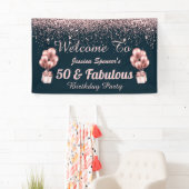50 en Fabulous Roos Gold 50th Birthday Weclome Spandoek (Insitu)
