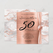 50 en Fabulous Roos Gold and White Agate Birthday Kaart (Voorkant / Achterkant)
