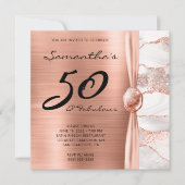 50 en Fabulous Roos Gold and White Agate Birthday Kaart (Voorkant)