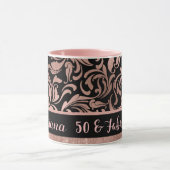50 en Fabulous roos gold damask 50th Birthday Mok (Midden)