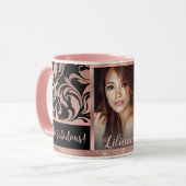 50 en Fabulous roos gold damask 50th Birthday Mok (Voorkant links)