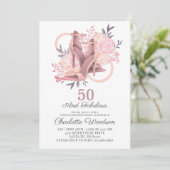 50 en Fabulous Roos Gold Dancing Shoes Invitation Kaart (Staand voorkant)