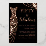 50 en Fabulous Roos Gold Dress 50th Birthday Folie Uitnodiging<br><div class="desc">Fifty & Fabulous Real Roos Gold Dress 50th Birthday Party Invitation Bekijk andere uitnodigingen in onze Niche en Nest Store</div>