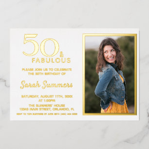 50 en Fabulous Roos Gold Elegant Birthday Folie Uitnodiging