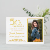 50 en Fabulous Roos Gold Elegant Birthday Folie Uitnodiging (Staand Voorkant)